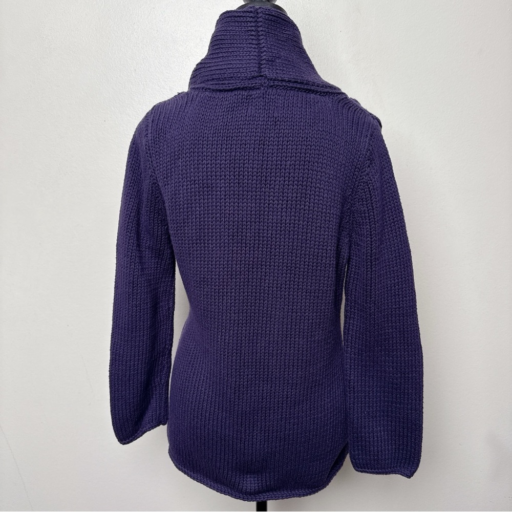 Pure Handknit womens Xsmall/Small Chunky Purple Belt Buckle Cardigan - Picture 2 of 14
